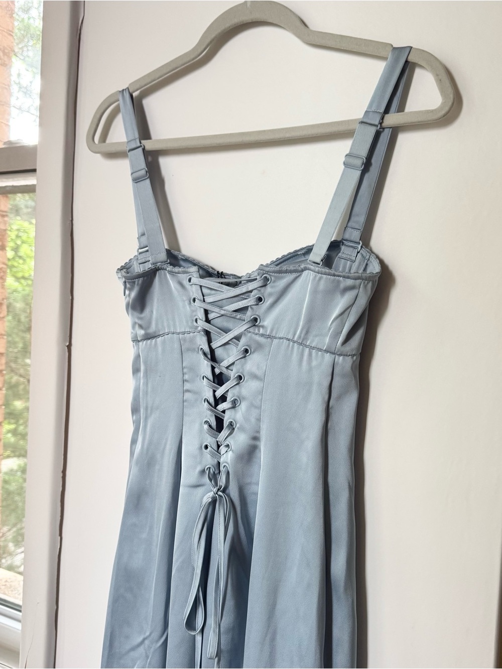 NWT Reformation Britney Satin Maxi Dress Blue 0 - Picture 9 of 15